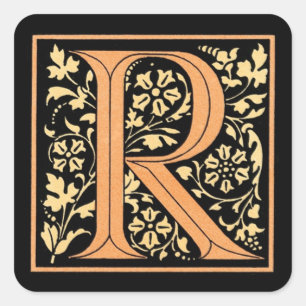 Carré LETTRE vintage NOIR ET OR ‘R’ - Sticker