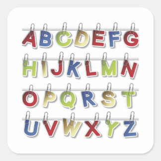 Carré Lettres alphabétiques (4) Sticker rond classique