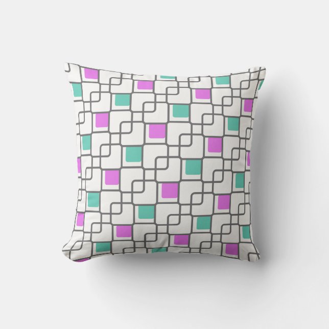 Carré lié motif gris turquoise violet coussin (Recto)