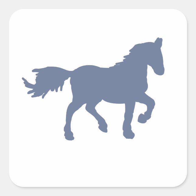 Carré Light Blue Horse Silhouette Sticker (Devant)