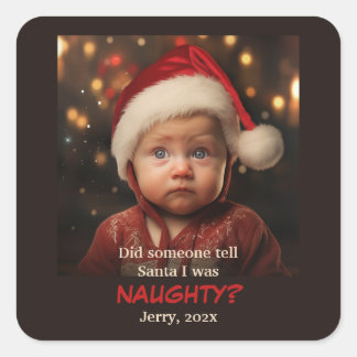 Carré Liste de vilains amusant Photo Sticker de Noël