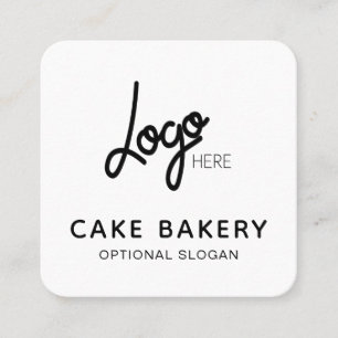 Carré Logo Carte de Visite Boulangerie Moderne Noir Blan
