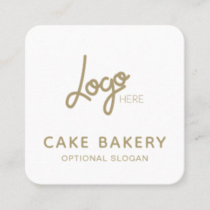 Carré Logo Carte de Visite Boulangerie Moderne Or Blanc