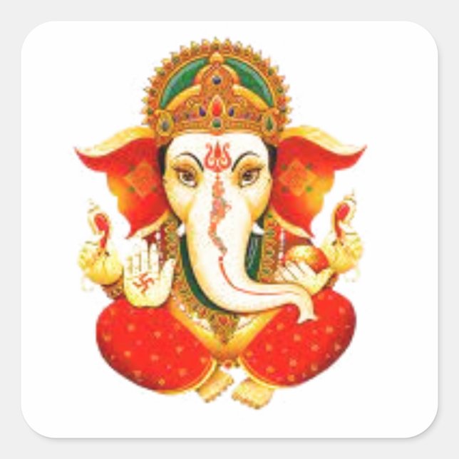 Carré Lord Ganesh Divine Elephant Face Dieu Sticker (Devant)