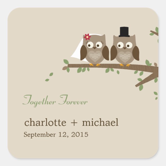 Carré Love Owls Favoriser Sticker (Devant)