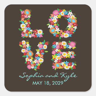 Carré LOVE Spring Flowers Garden Chic Mariage Sticker