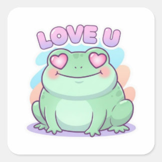 Carré Love U Frog Sticker Cute Heart Eyes Frog Romantic 