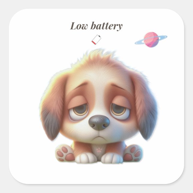 Carré Low Battery Dog Sticker (Devant)
