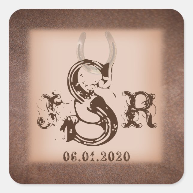 Carré Lucky Horseshoes sur Sticker Monogramme Brown (Devant)