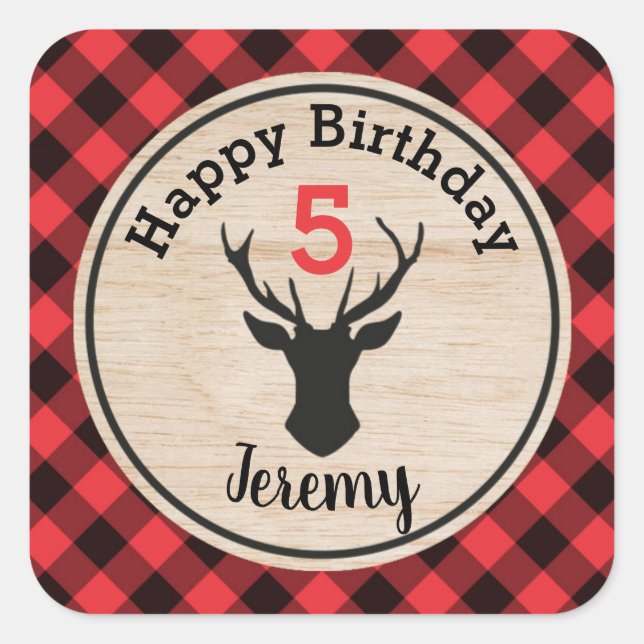 Carré Lumberjack Boy Anniversaire Fête Favoriser Sticker (Devant)