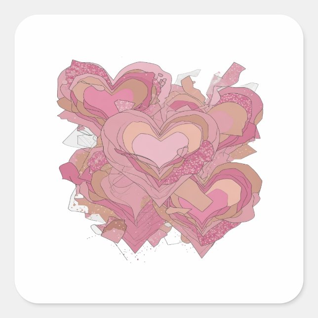 Carré Luxe Silver CŒURS DE L'AMOUR Sticker Art (Devant)