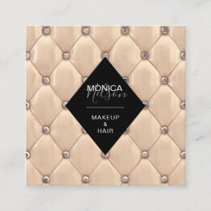 Carré luxueux tufted faux or et carte de visite noir