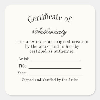 Carré Luxury Certificate of Authenticity Sticker | Ivory