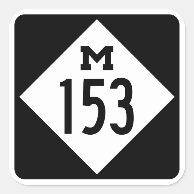 Carré M-153 Ford Road Michigan Hwy Sign Square Sticker (Devant)