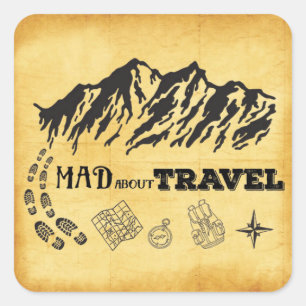 Carré Mad à propos de Voyage rétro Sticker vintage