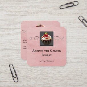 Carré Magasin de boulangerie   Carte de visite rose