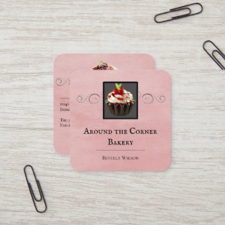 Carré Magasin de boulangerie | Carte de visite rose