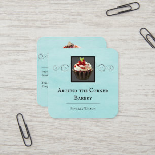 Carré Magasin de boulangerie   CARTE DE VISITE TURQUOISE