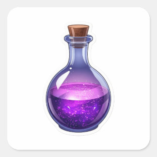 Carré Magical 3D Purple Potion Bottle Fantasy Sticker