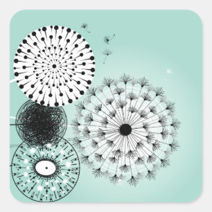 Carré Magnifique Sticker bleu Dandelions