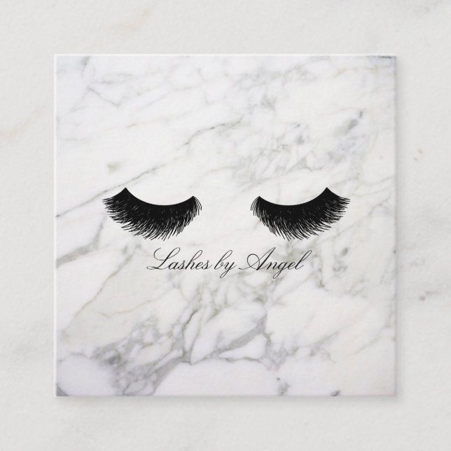 Carré Marbre noir Eyelash Luxury Beauty Carte de visite (Devant)
