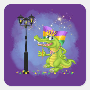 Carré Mardi Gras   Sticker Gator drôle