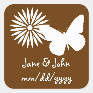 Carré Marguerites et papillons dans Sticker au chocolat