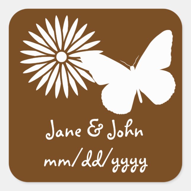 Carré Marguerites et papillons dans Sticker au chocolat (Devant)