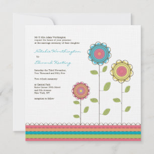 Carré Mariage Rainbow Tall Flowers Invitation