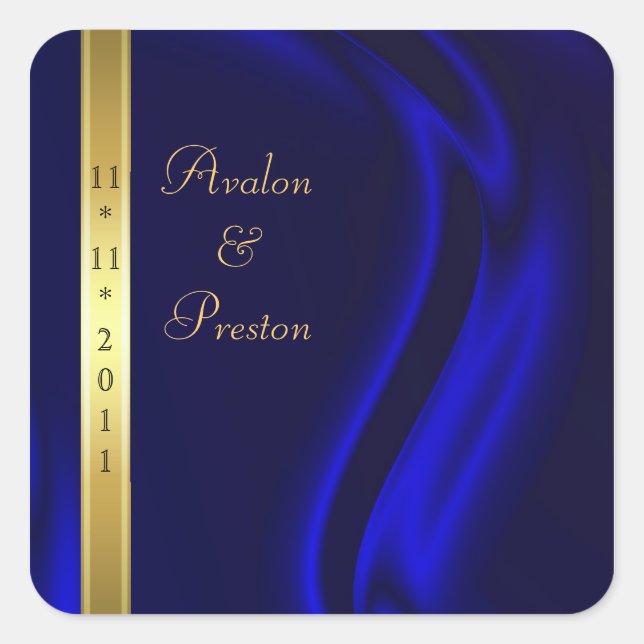 Carré Marquis Blue Silk Gold Enregistrer Le Sticker Date (Devant)