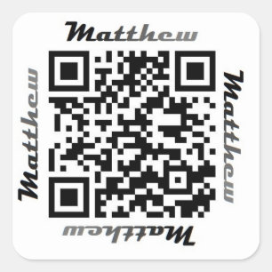Carré Matt (Matthew) QR Code Sticker de NOM personnalisé