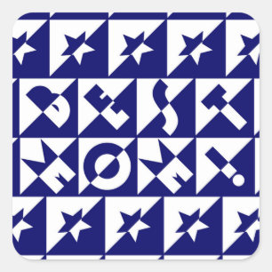 Carré Meilleure maman bleue avec Motif blanc et Sticker 