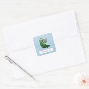 Carré Merci de Peacock Sticker bleu