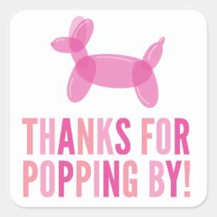 Carré Merci pour Popping By Girl Baby shower Sticker