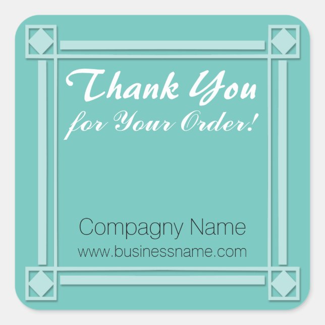 Carré Merci pour votre commande Corporate Aqua Sticker (Devant)
