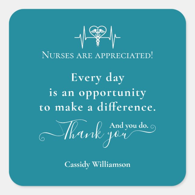 Carré Merci Sticker Patient à Nurse Personnalisé (Devant)