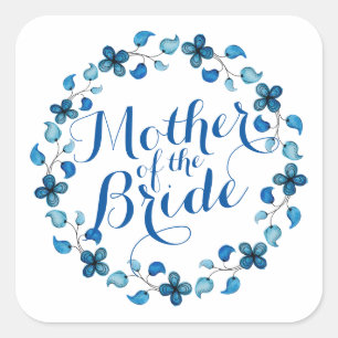 Carré Mère de la Mariée Blue Floral Mariage Sticker