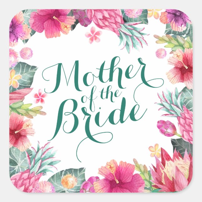 Carré Mère de la mariée Mariage Sticker Sceau (Devant)