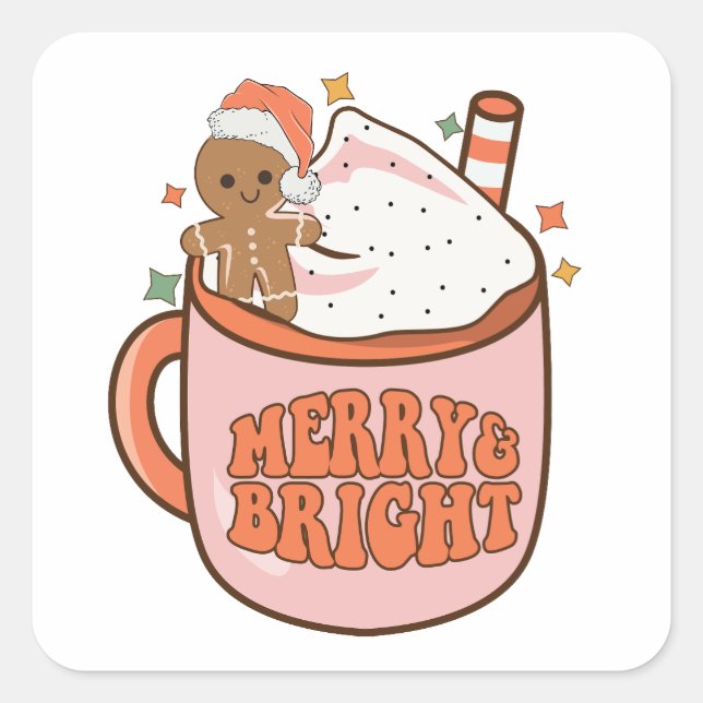 Carré Merry Bright - Sticker de la Coupe de Noël Festive (Devant)