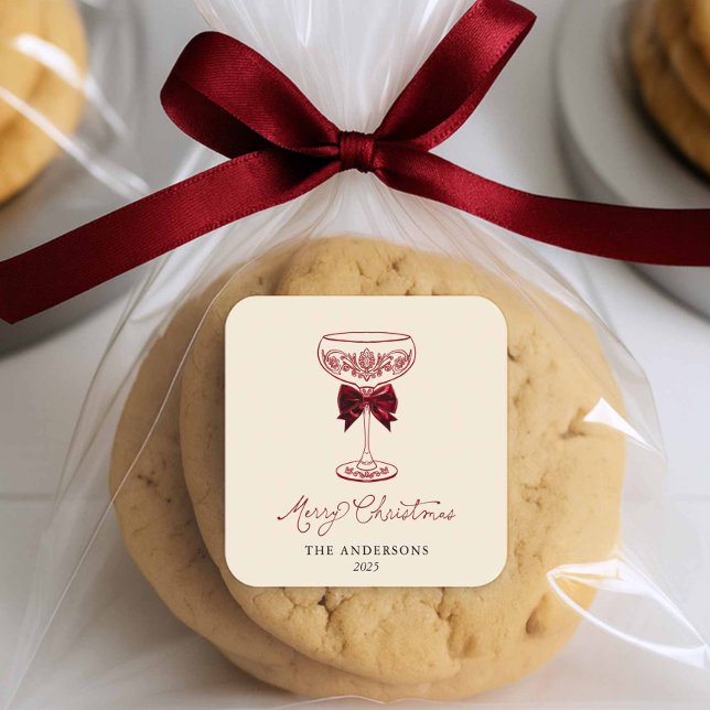 Carré Merry Christmas 2025 Favor Sticker (Merry Christmas Favor Sticker)