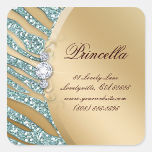 Carré Mode Sticker Zebra Bijoux Sparkle Rose Gold SQ