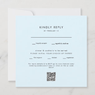 Carré moderne bleu glace Mariage QR Code RSVP