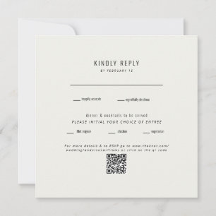 Carré moderne Crème Mariage QR Code RSVP