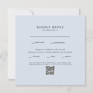Carré moderne Dusty Blue Mariage QR Code RSVP