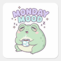 Monday Mood Frog Sticker Cute Sleepy Coffee Frog K
