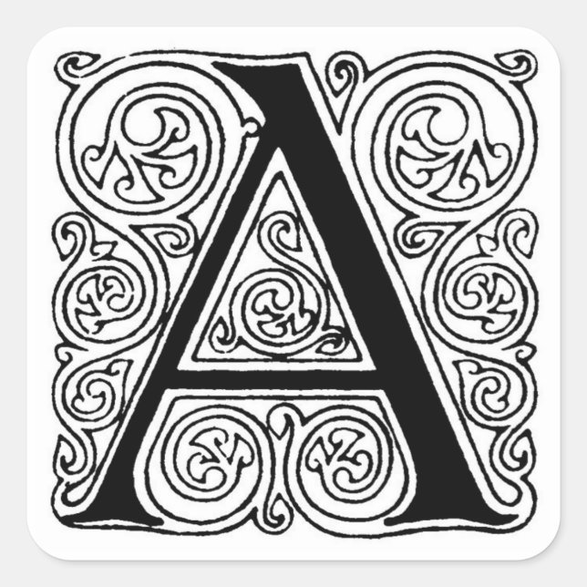 Carré Monogramme 'A' avec perruques - Sticker (Devant)