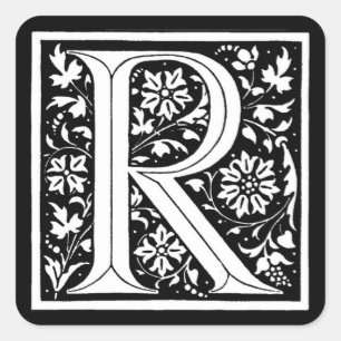 Carré Monogramme floral vintage "R" - Sticker