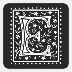 Carré Monogramme vintage Floral 'E' - Sticker