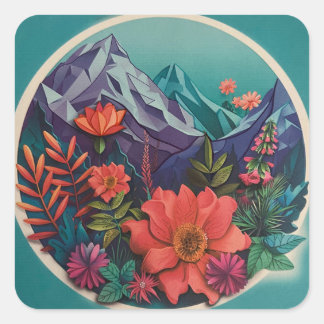 Carré Montagne, Extérieur, Sticker Fleur Sauvage