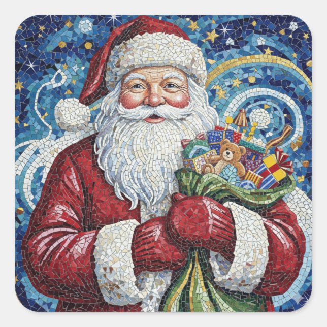 Carré Mosaic Santa Claus Sticker Artistic  (Devant)